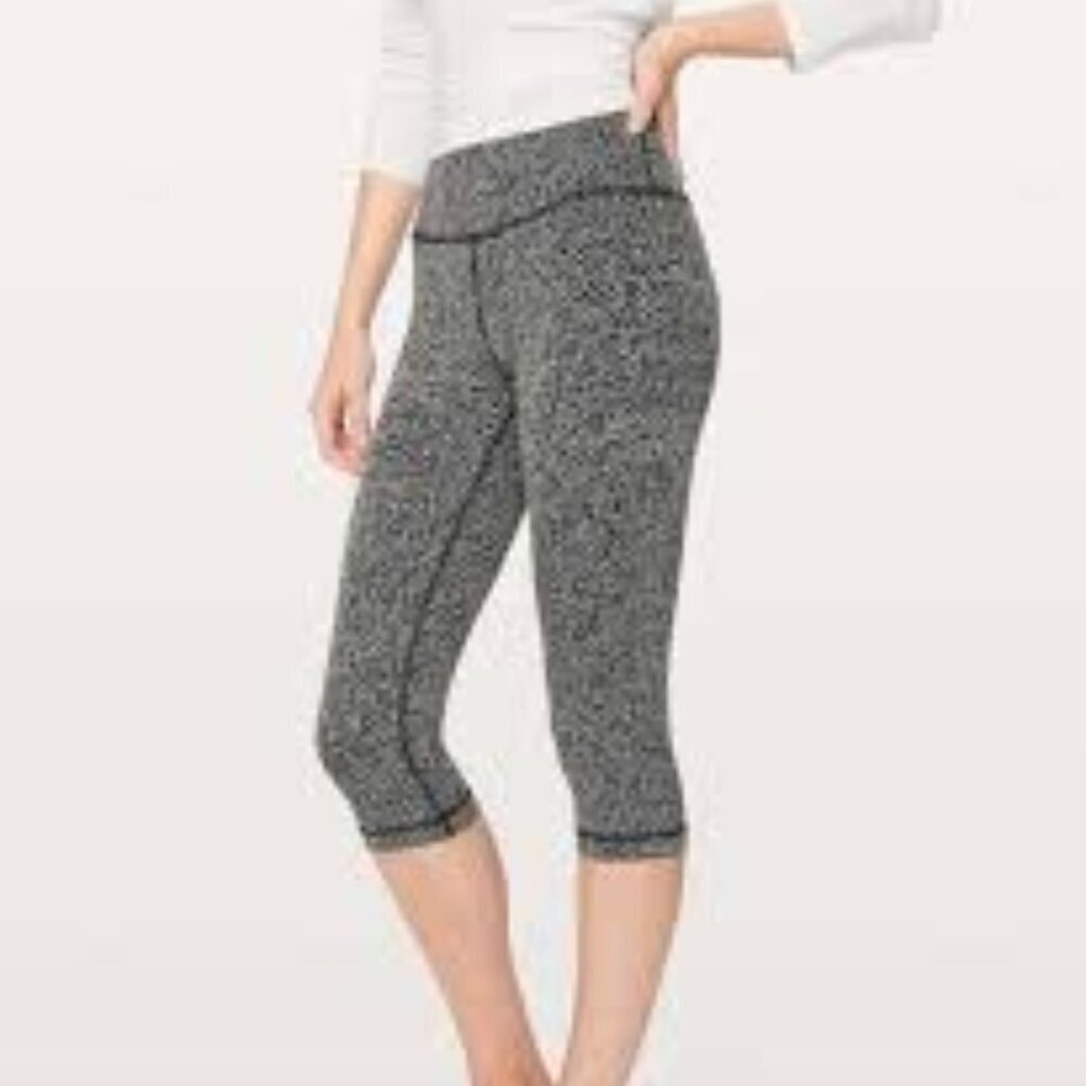 ✅ Lululemon Wunder Under Hi-Rise (17") Crackle Jaquard Black White SIZE 10